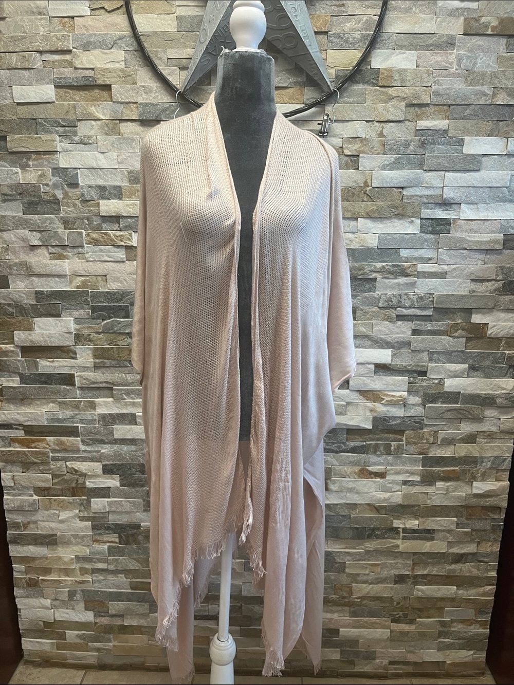 Light Blush Open-Front Knit Shawl Cardigan - Brand: